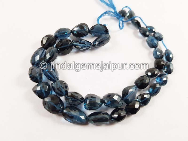 London Blue Topaz Far Faceted Nuggets Shape Beads